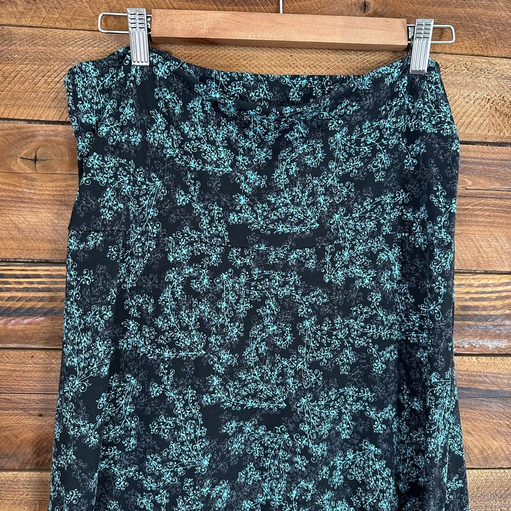 LuLaRoe Black & Teal Floral Maxi Skirt Size L - Picture 3 of 6